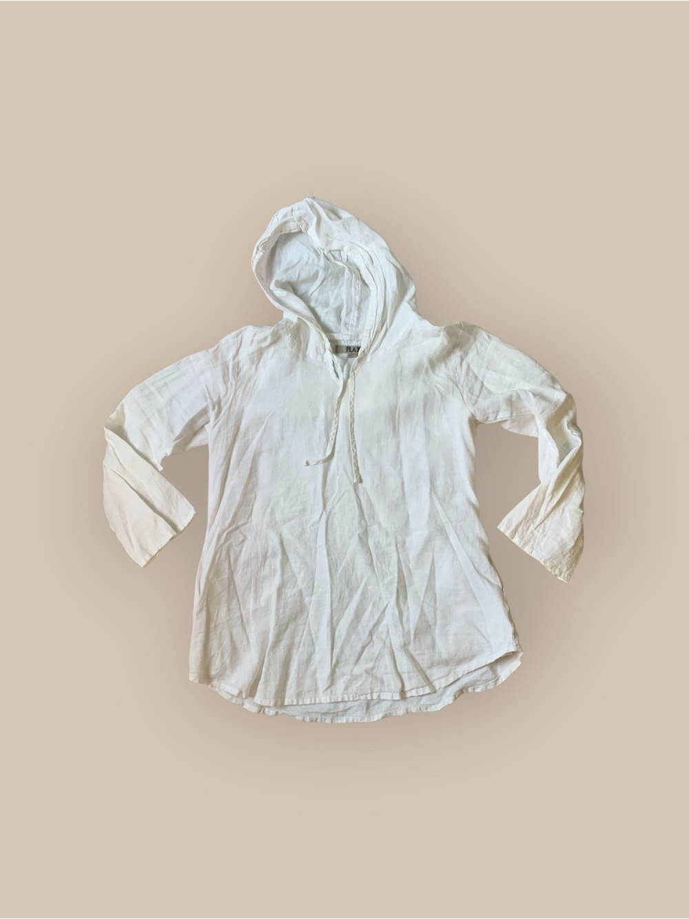 Women’s white flax long sleeve tunic 100% linen shirt